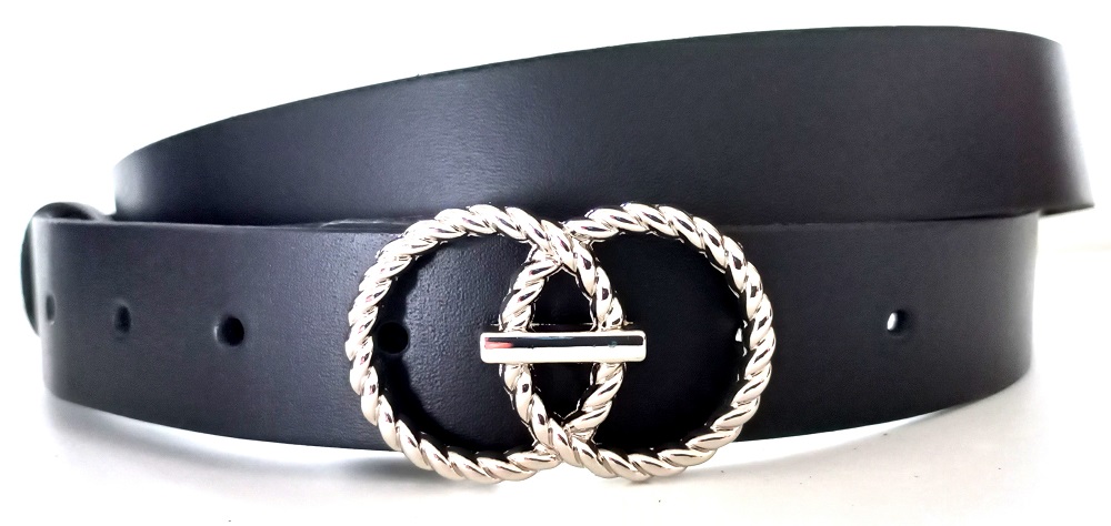 Kožený opasek černý elegantní