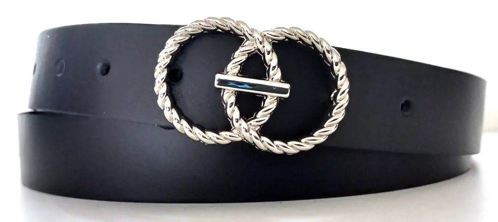 Kožený opasek černý elegantní