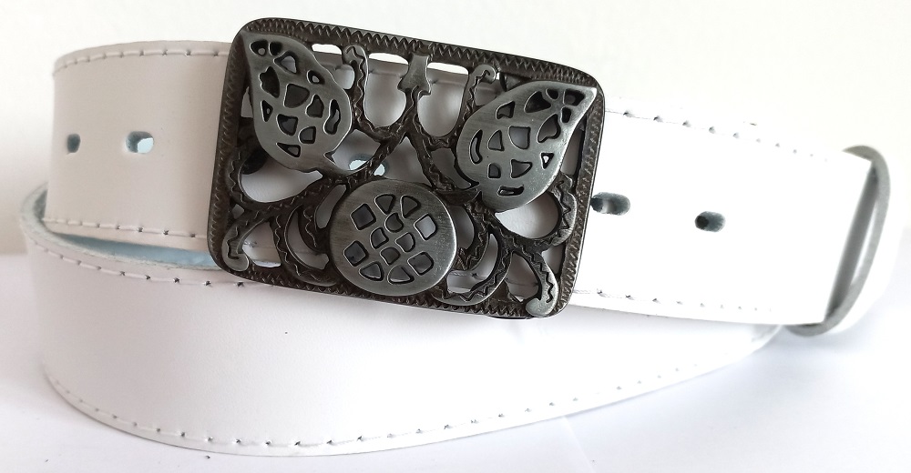 Kožený stylový bílý opasek