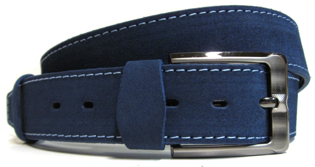 Opasek z modré broušené kůže