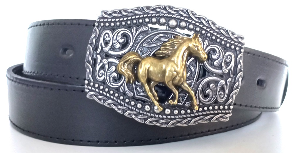 Westernový kožený opasek s koněm