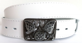 Kožený stylový bílý opasek