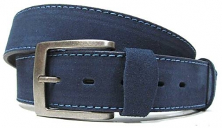 Modrý opasek z broušené kůže