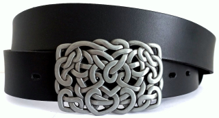 Kožený opasek s velkou přezkou černý