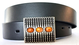 Kožený opasek s luxusní přezkou černý