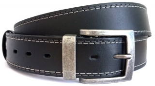 Opasek s dvojitým šitím a kovovým poutkem