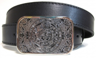 Kožený opasek s aztéckou přezkou