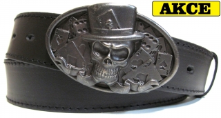 Kožený opasek s lebkou